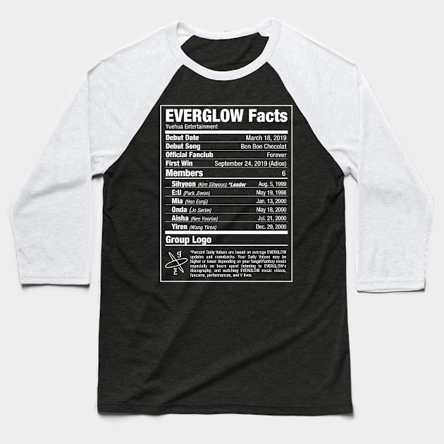 EVERGLOW Kpop Nutritional Facts 2 Baseball T-Shirt by skeletonvenus